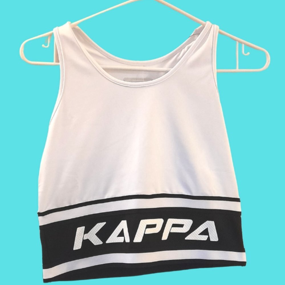 Kappa Activewear Racerback Cropped Tank White & Black Womens L